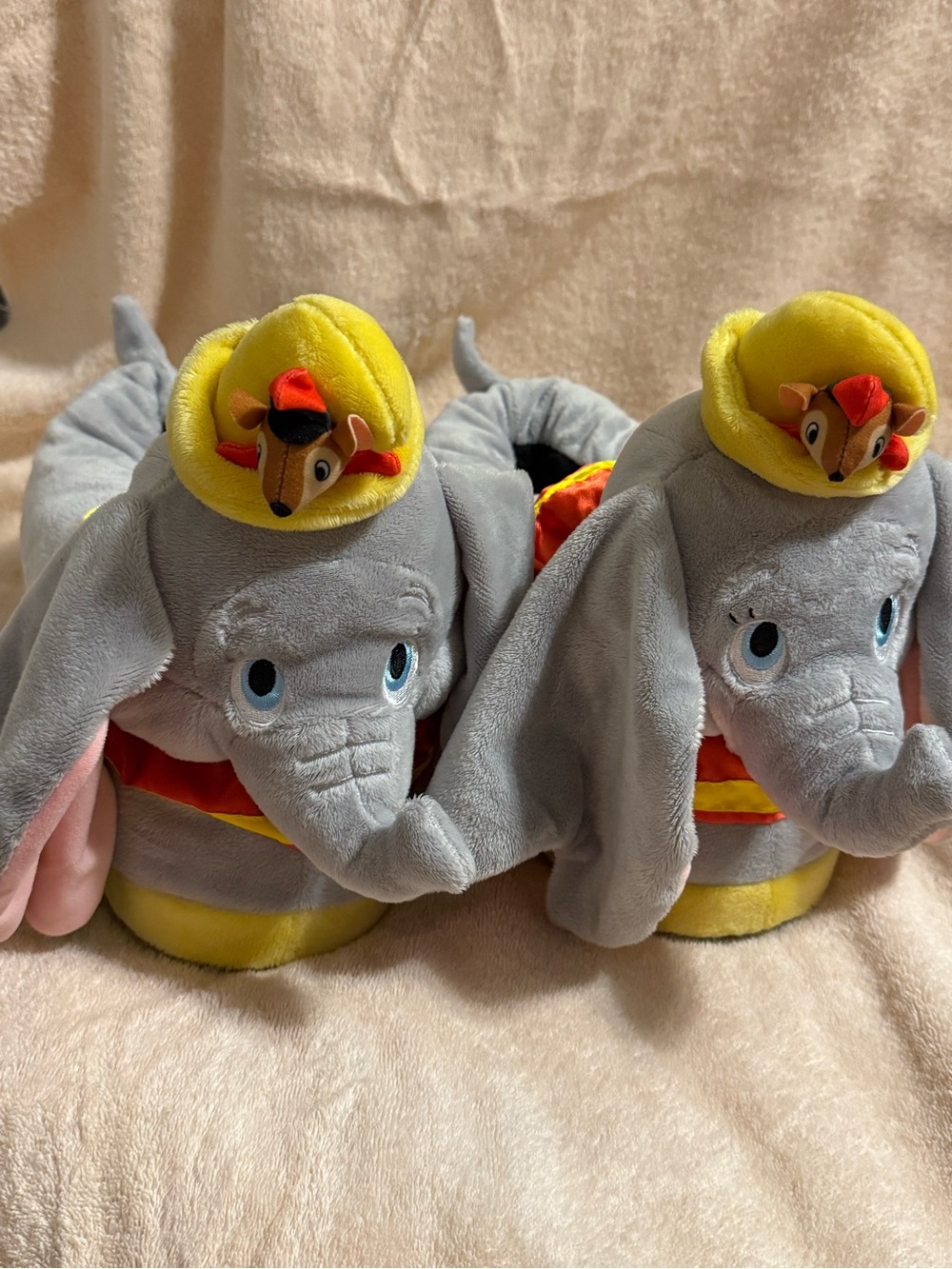 Classic Dumbo Plush Women’s Slippers - Gray and Yellow